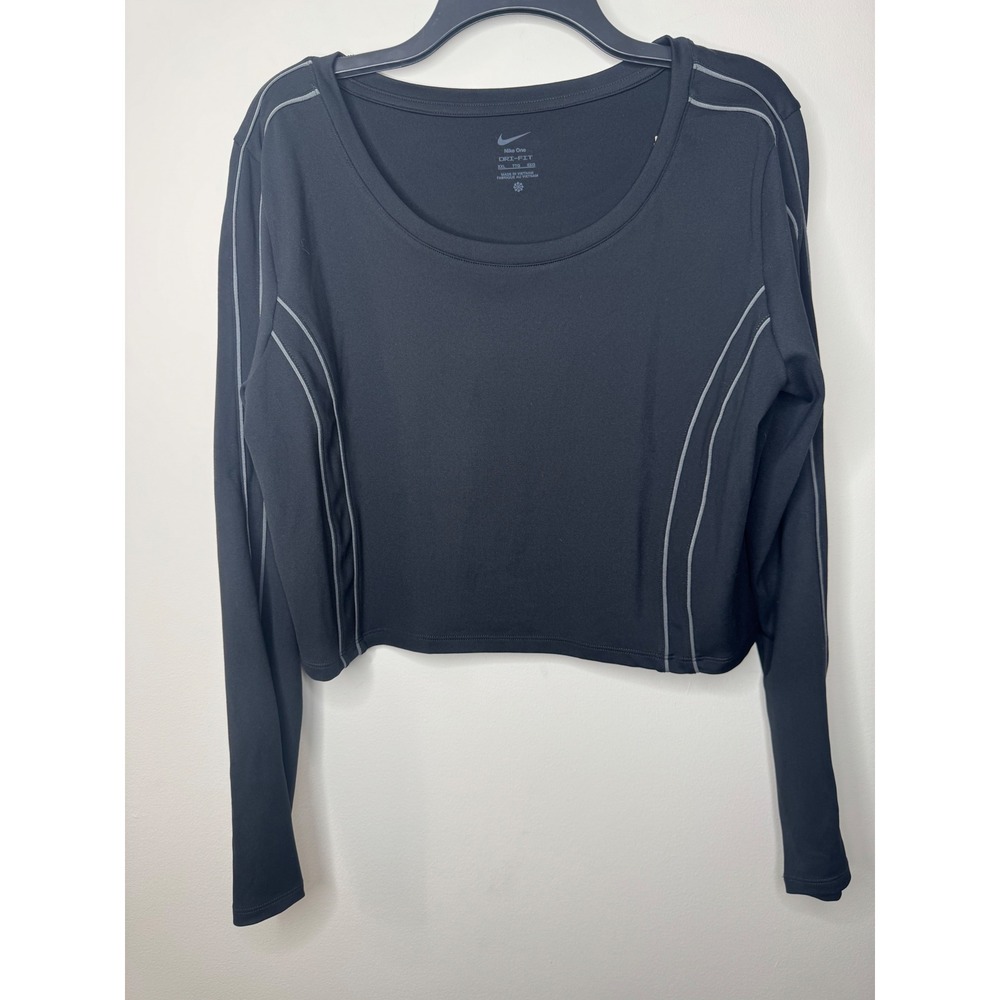 Nike One Dri-FIT Women Black Cropped Long Sleeve Training Top  XXL